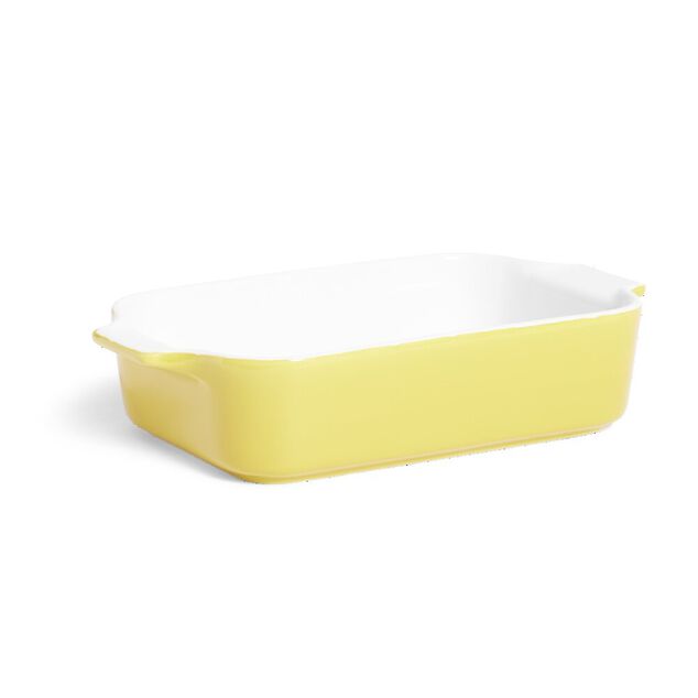 Plat &agrave; four en gr&egrave;s blanc et jaune 24x13,6xH5,5cm