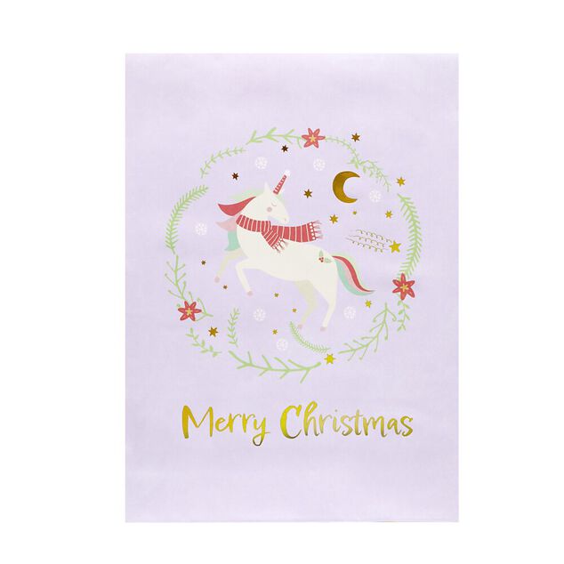 Enveloppe cadeau No&euml;l enfant 6 pochettes 20x28cm licorne ou dinosaure