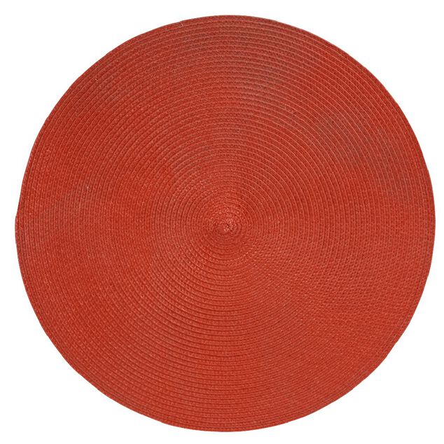 Set de table rond effet paille rouge uni &oslash;38 cm