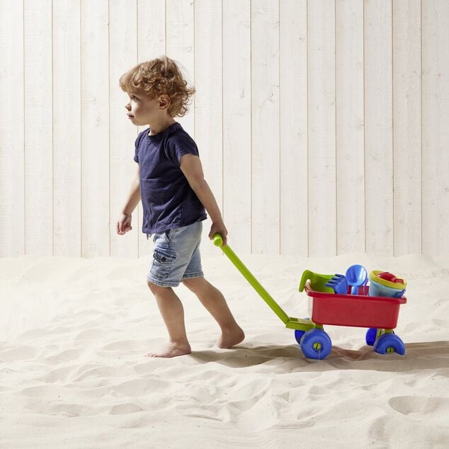 Chariot de plage garni pour enfant plastique 69,5x20xH20,5cm (7 pi&egrave;ces)