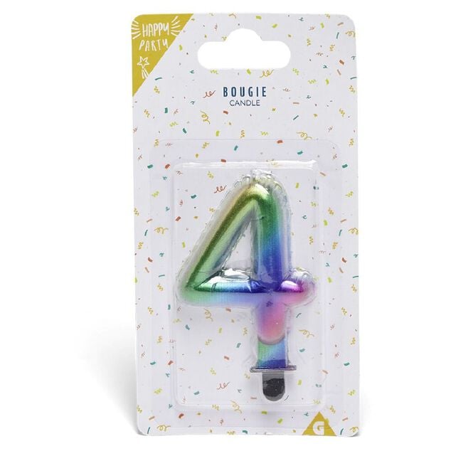 Bougie anniversaire chiffre 4 iridescent