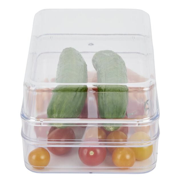 Bo&icirc;te transparente &agrave; 2 niveaux pour frigo 2,5L - L.21,5x14,5xH10,5cm