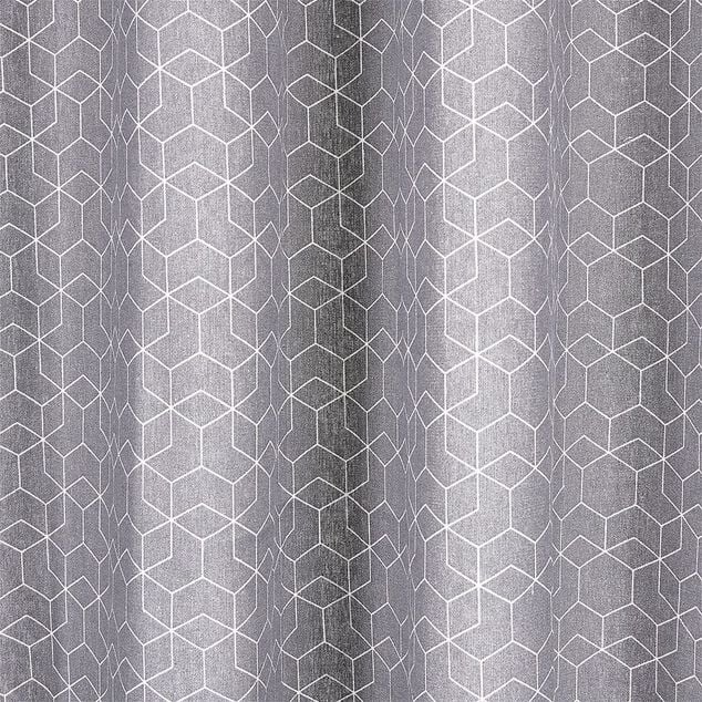 Rideau polycoton 140x240cm imprim&eacute; g&eacute;om&eacute;trique gris