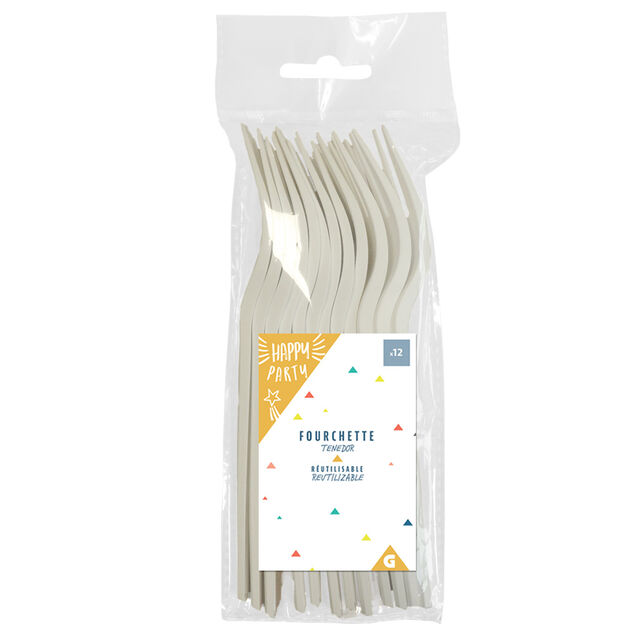 Fourchette plastique blanc x12