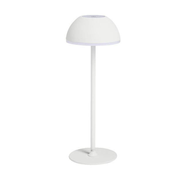 Lampe &agrave; poser sans fil tactile et rechargeable USB 3 nuances H37cm Blanc