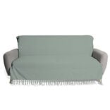 Jet&eacute; de canap&eacute; 170x250cm &agrave; franges 100% coton vert