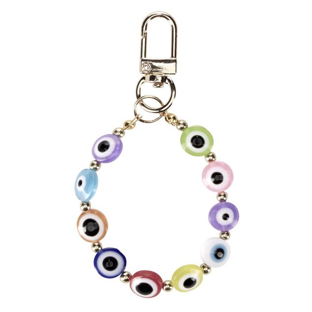 Porte-cl&eacute; bracelet perle yeux L10cm (2 mod&egrave;les)