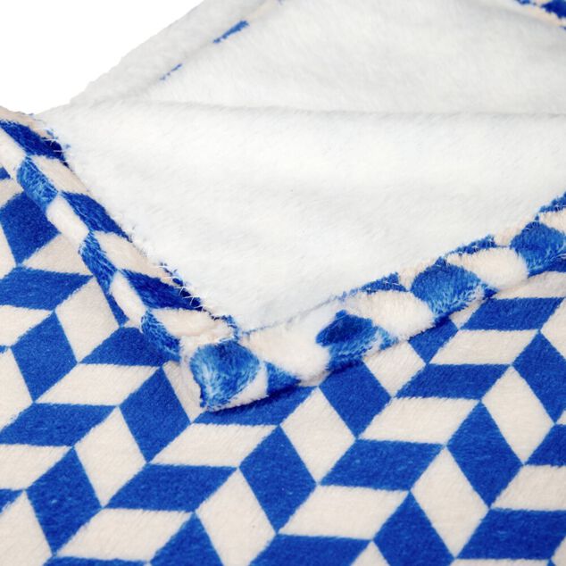 Plaid motif chevrons bicolore 130x160cm (2 mod&egrave;les jaune ou bleu)