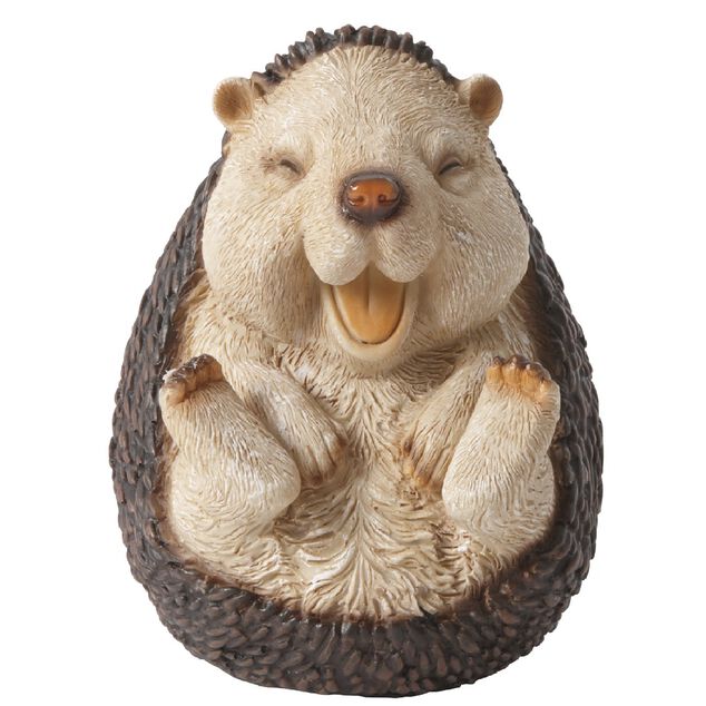 Figurine h&eacute;risson rieur assis