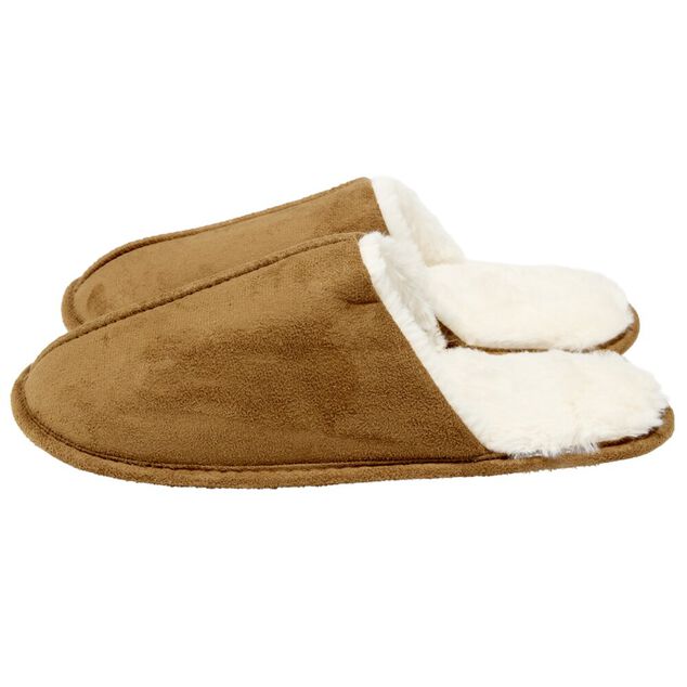 Chaussons homme marron fourr&eacute;s blancs 42/43