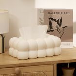 Bo&icirc;te &agrave; mouchoirs d&eacute;corative forme bubble dolomite blanche 25,5x13,5xH9cm