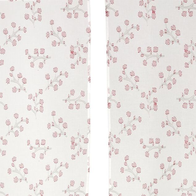 Vitrage blanc &agrave; fleurs 60x90cm x2