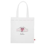Coffret mug 330ml et tote bag coeur blanc et rose