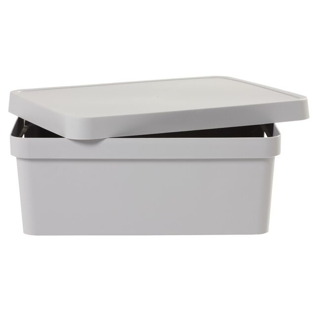 Bo&icirc;te de rangement avec couvercle grise 11 L