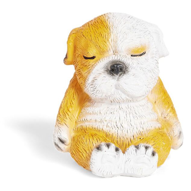 Figurine chiot endormi plastique gris H.6,5cm