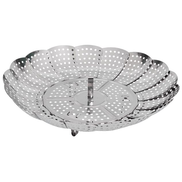 Panier vapeur r&eacute;glable m&eacute;tal gris &Oslash;28,5xH9,5cm