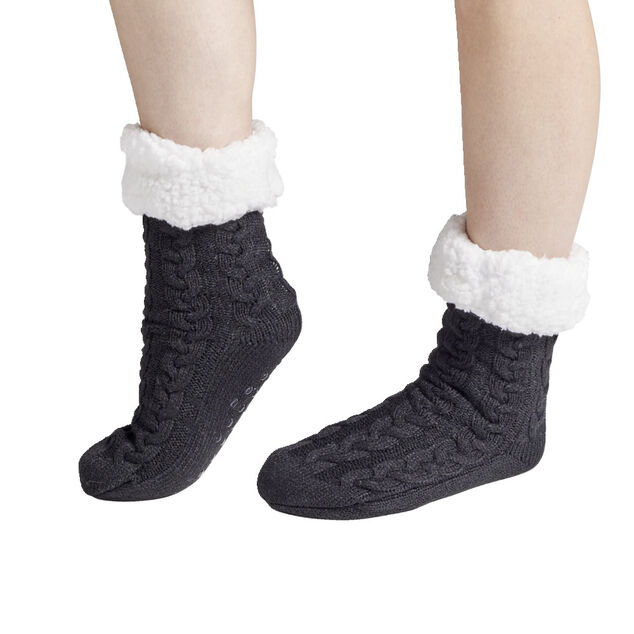 Chaussettes d'int&eacute;rieur doubl&eacute;es peluche rose TU