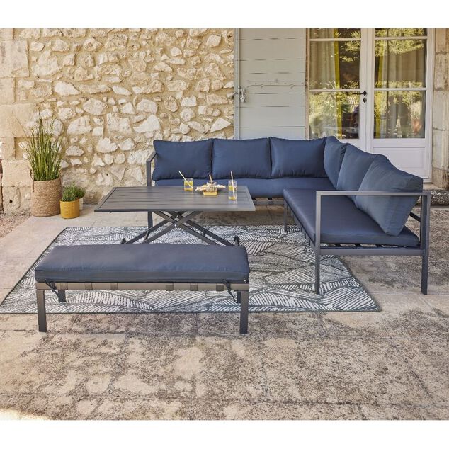 Ensemble repas de jardin Oslow 8 personnes m&eacute;tal gris