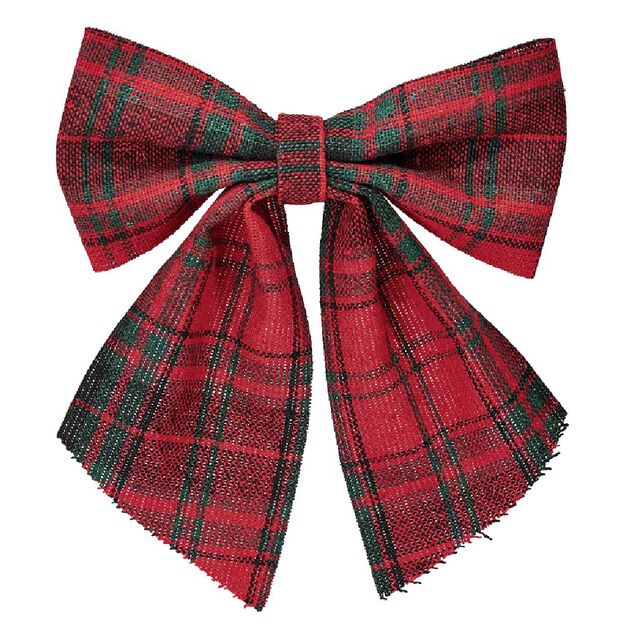 Suspension de No&euml;l Noeud motif tartan rouge x2