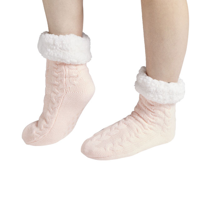 Chaussettes d'int&eacute;rieur doubl&eacute;es peluche noir TU