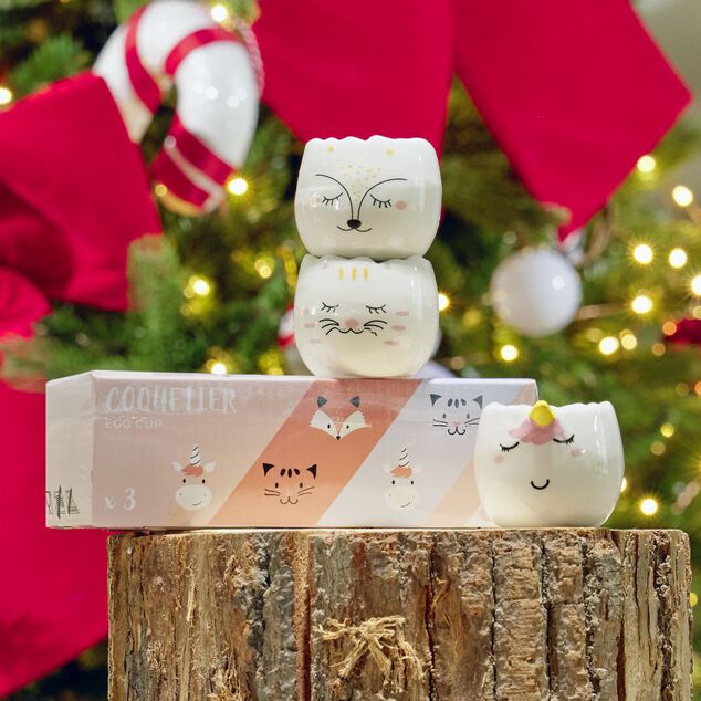 Coffret coquetier x3 motif t&ecirc;te animal