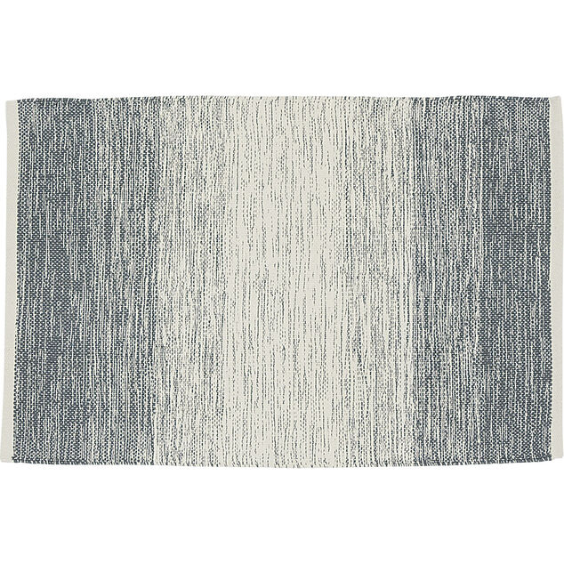 Tapis rectangulaire dégradé rayure blanche et bleue
