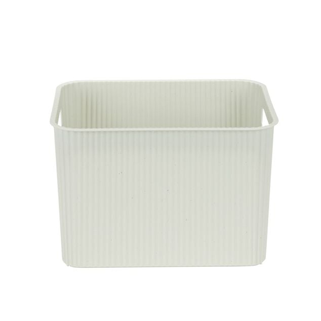 Pani&egrave;re de rangement 14L rectangulaire plastique blanc 35x26,5xH20cm