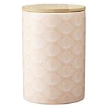 Pot en céramique à motif rose avec couvercle en bois H14 cm