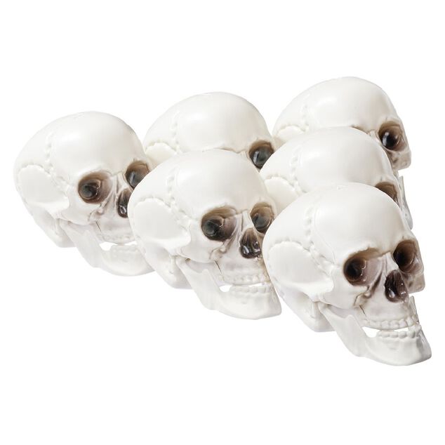 Crâne déco Halloween blanc x6