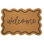 Paillasson ext&eacute;rieur contour vague inscription Welcome marron et noir 40x60cm