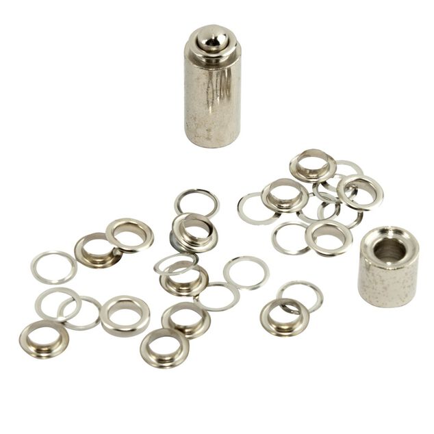 Lot de 15 oeillets en métal Ø8mm avec outil de pose