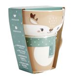 Bol 500ml avec mug 300ml renne mignon porcelaine blanc et marron