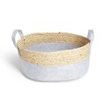 Pani&egrave;re de rangement jacinthe d'eau et feutrine gris clair 37x27xH15cm