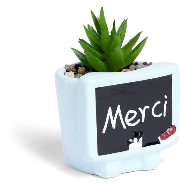 Plante artificielle Merci pour cette année pot céramique - 3 modèles