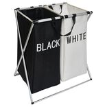 Panier &agrave; linge double tri blanc noir