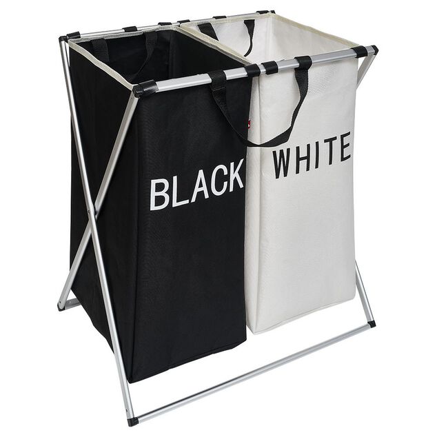 Panier &agrave; linge double tri blanc noir