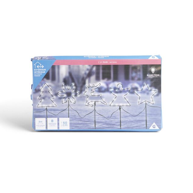 Lot de 5 pics lumineux à planter H50cm blanc froid