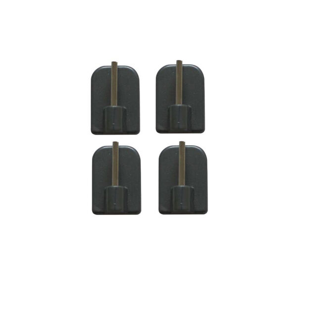 Support de tringle adh&eacute;sif plastique gris argent&eacute; x4