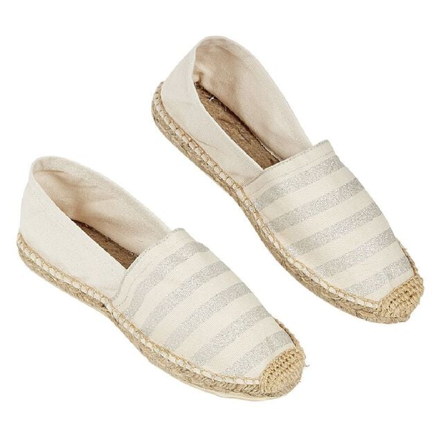 Espadrilles Femme beige ray&eacute; gris paillet&eacute; T36/40