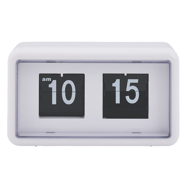 Horloge r&eacute;tro &agrave; rabat automatique plastique blanc