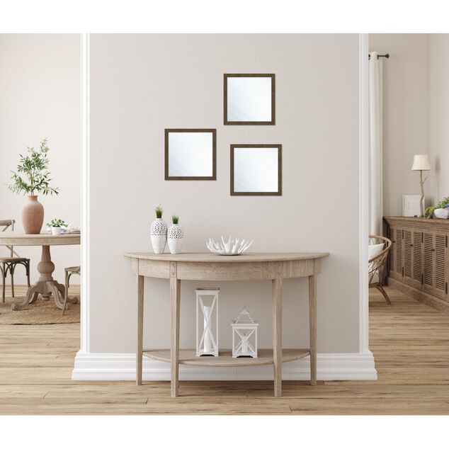 Miroir carr&eacute; x3 en bois brun 22x22cm