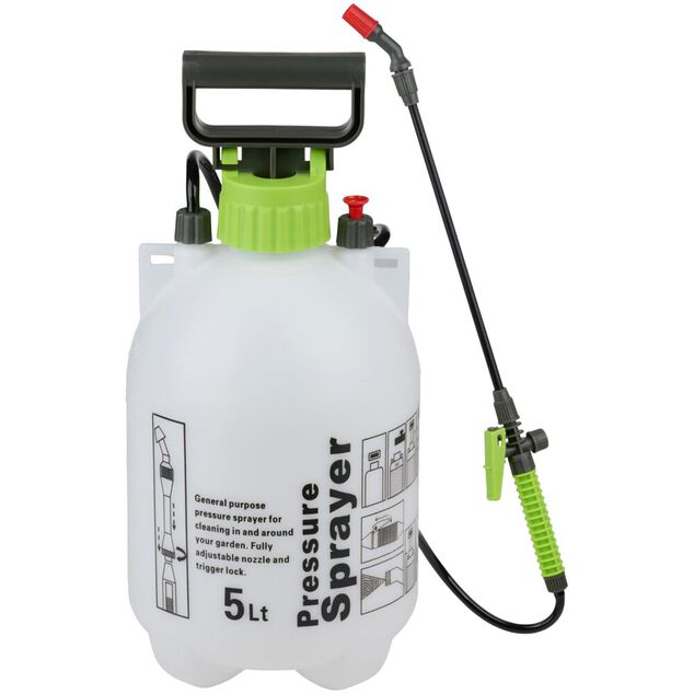 Pulv&eacute;risateur &agrave; pompe haute pression 5L plastique blanc &Oslash;18,5x40,5cm