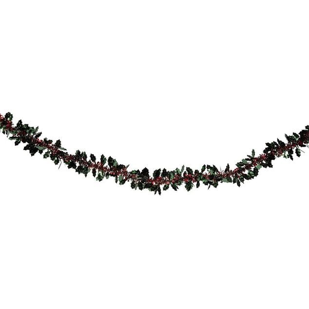 Guirlande scintillante houx vert et rouge 2m