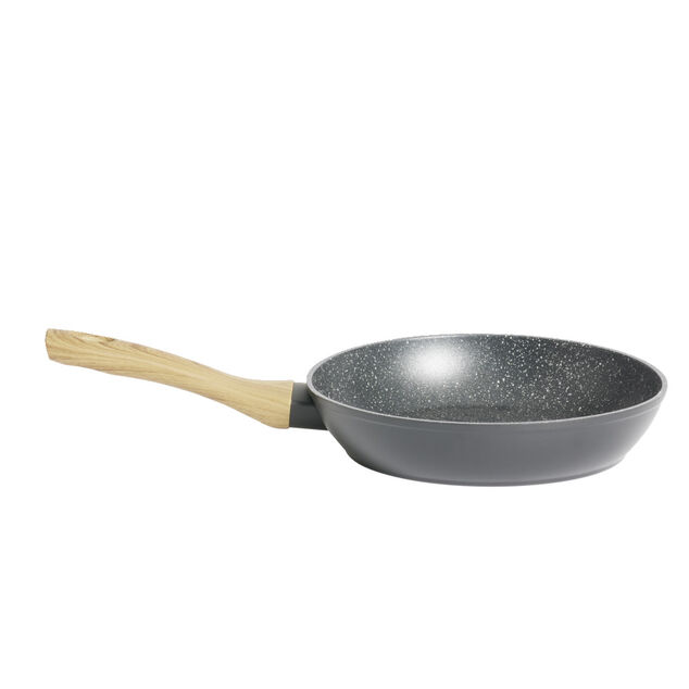 Po&ecirc;le tous feux dont induction aluminium noir et poign&eacute;e bois &Oslash;24cm