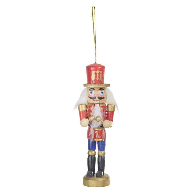 Suspension de No&euml;l soldat Casse Noisette en bois &Oslash;5xH12cm