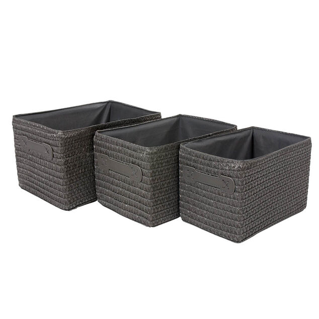 Pani&egrave;re de rangement grise effet tress&eacute; x3