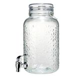 Distributeur &agrave; boisson 4L en verre motif fleur en relief transparent &Oslash;16xH29cm