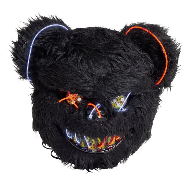 Masque Halloween LED ours fourrure noire