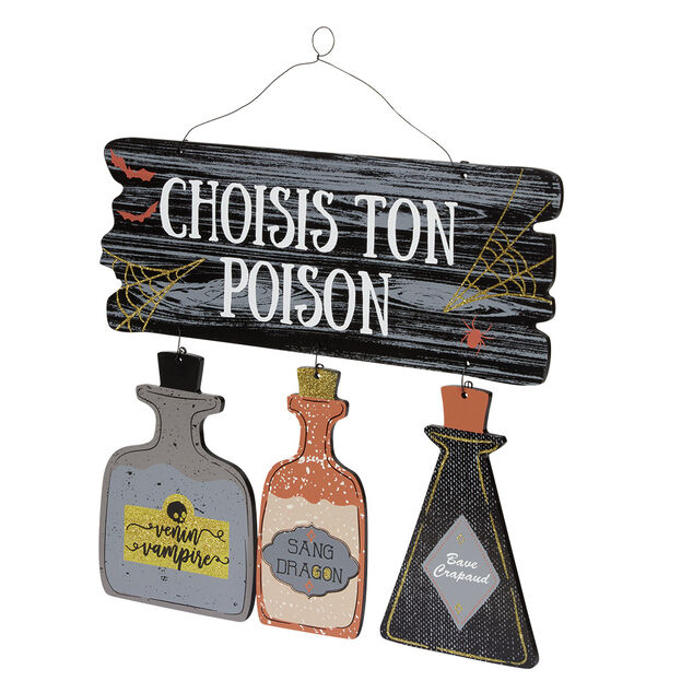 Suspension bois d&eacute;co Halloween Choisis ton poison