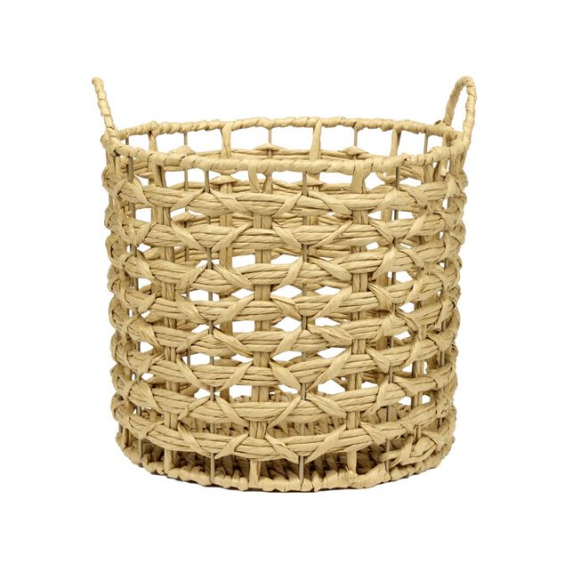 Pani&egrave;re ronde papier tress&eacute; et m&eacute;tal &Oslash;30xH30cm